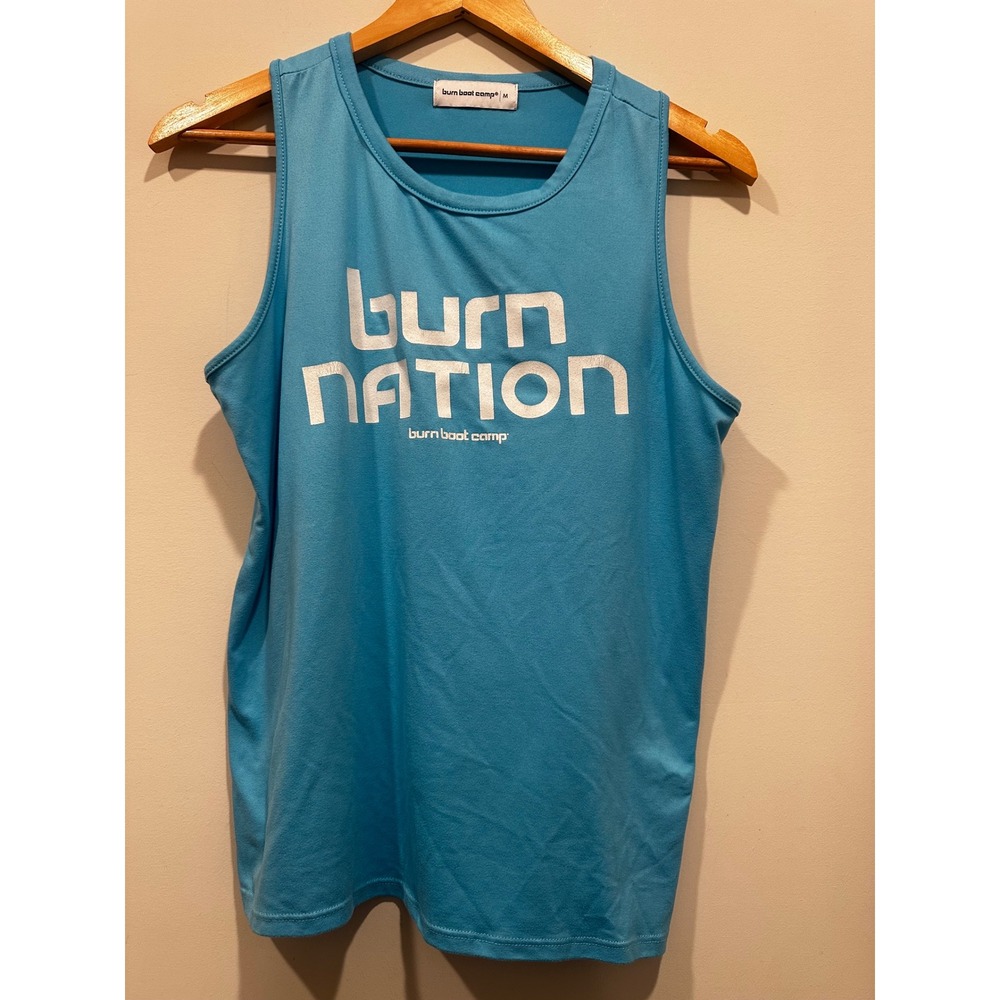 Burn Boot Camp Burn Nation Blue Racerback Athletic Tank Top Medium
